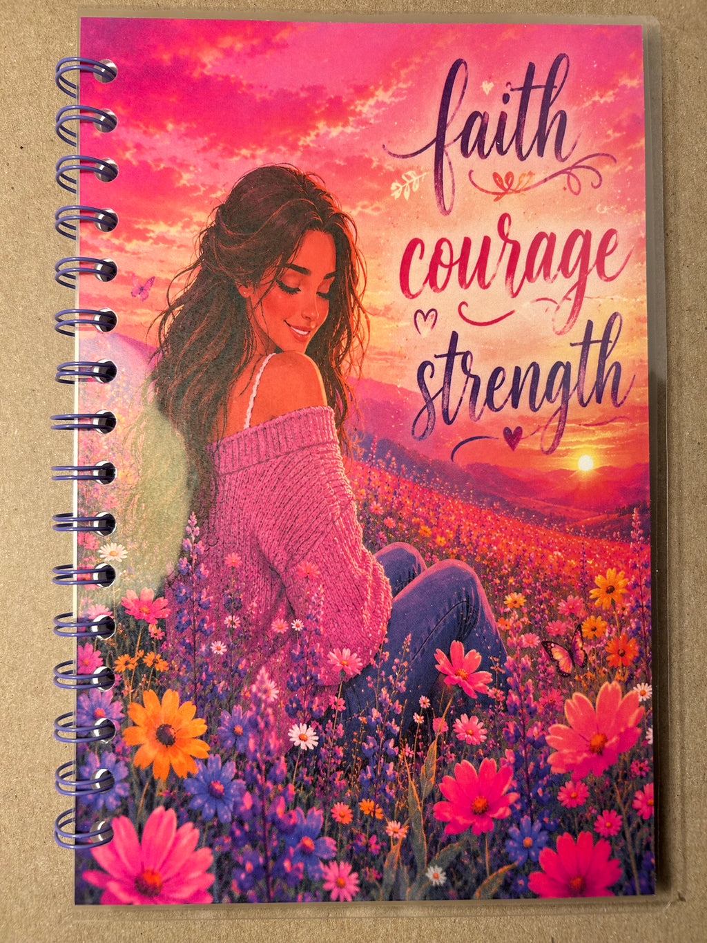 Faith, Courage and Strength (Girl) spiral lined journal